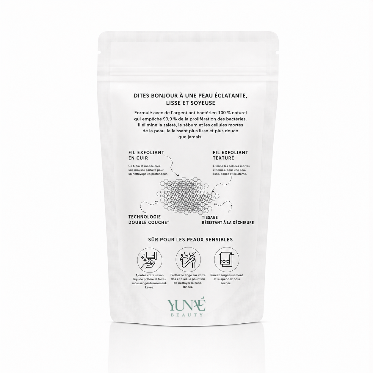 Serviette de Douche Exfoliante Antibactérienne Yunaé