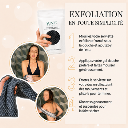 Serviette de Douche Exfoliante Antibactérienne Yunaé