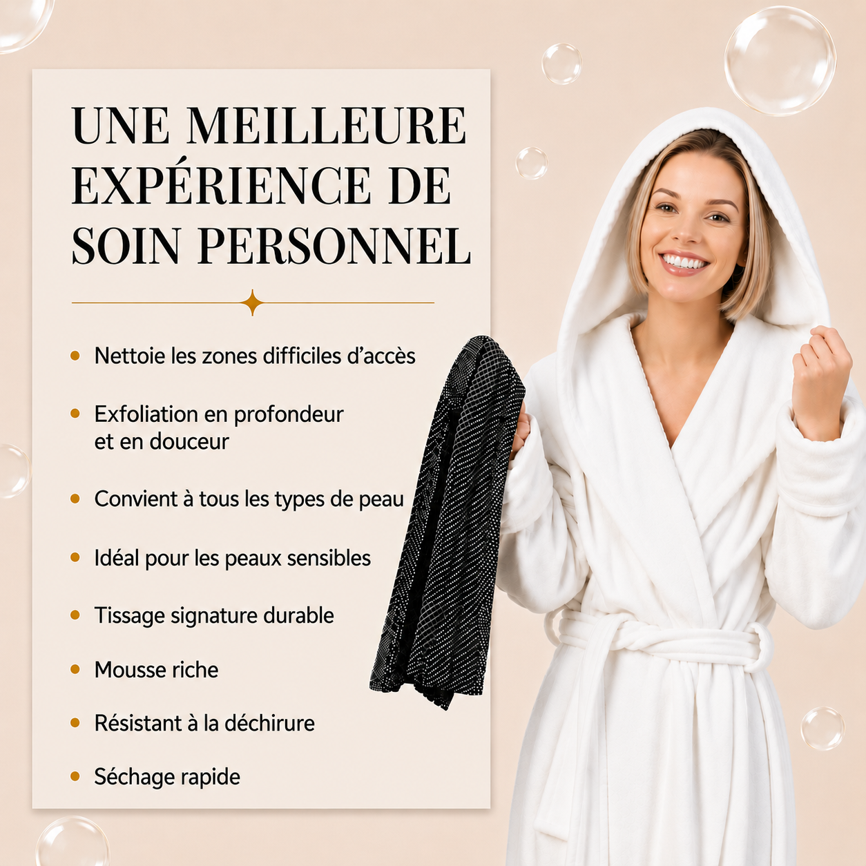 Serviette de Douche Exfoliante Antibactérienne Yunaé