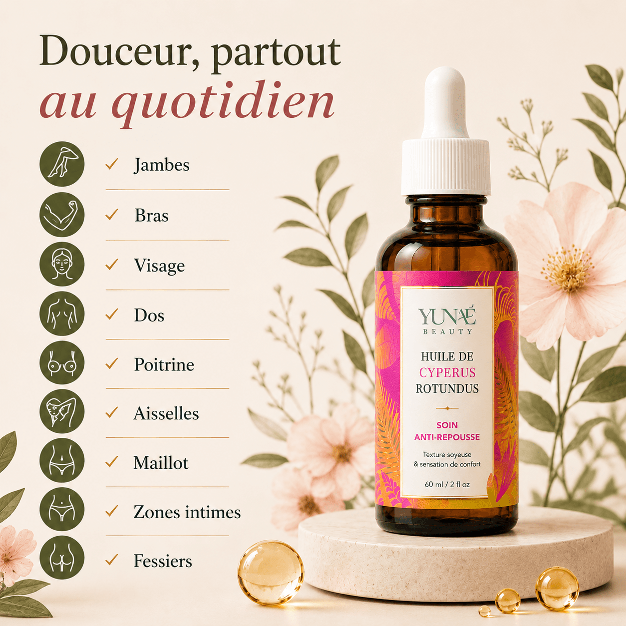 Huile de Cyperus Rotundus — Soin Anti-Repousse - Yunae Beauty CH