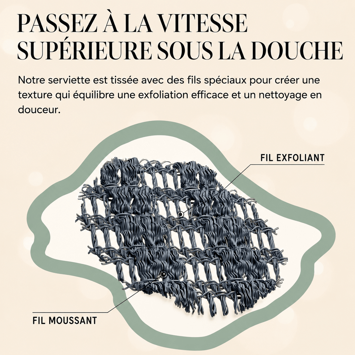 Serviette de Douche Exfoliante Antibactérienne Yunaé - Yunae Beauty CH