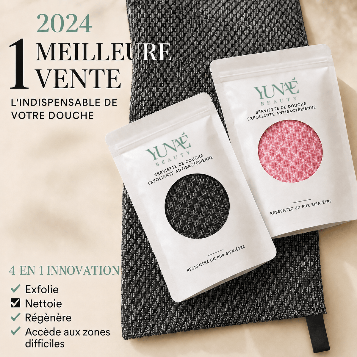 Serviette de Douche Exfoliante Antibactérienne Yunaé - Yunae Beauty CH