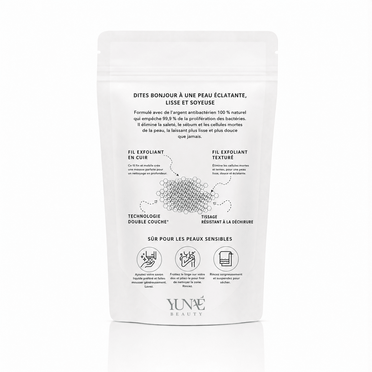 Serviette de Douche Exfoliante Antibactérienne Yunaé - Yunae Beauty CH