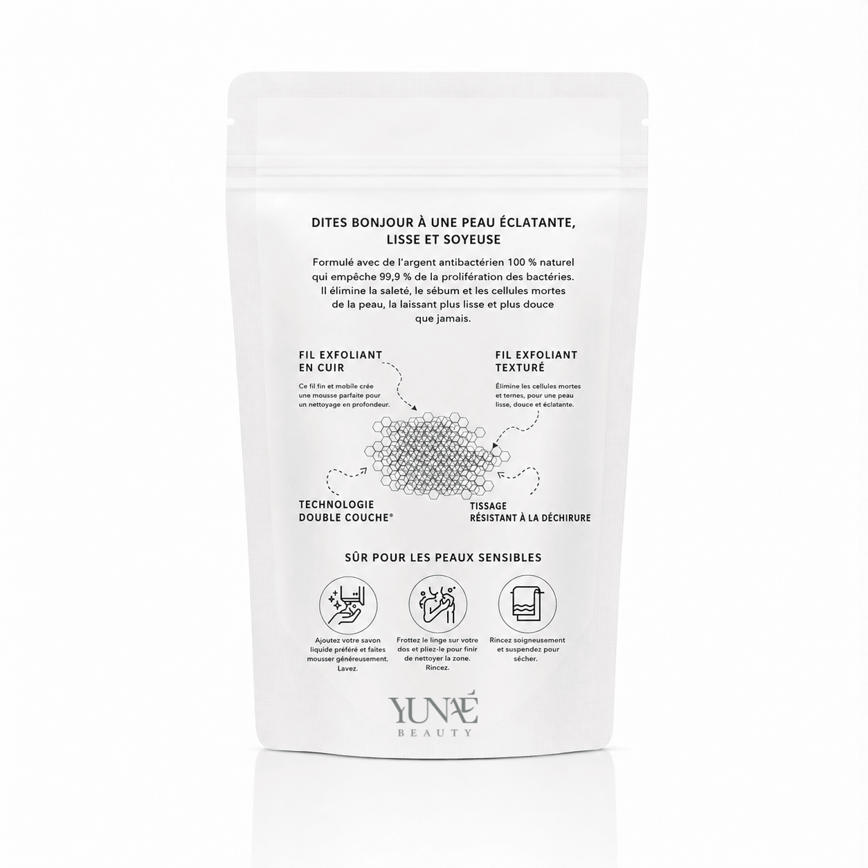 Serviette de Douche Exfoliante Antibactérienne Yunaé - Yunae Beauty CH